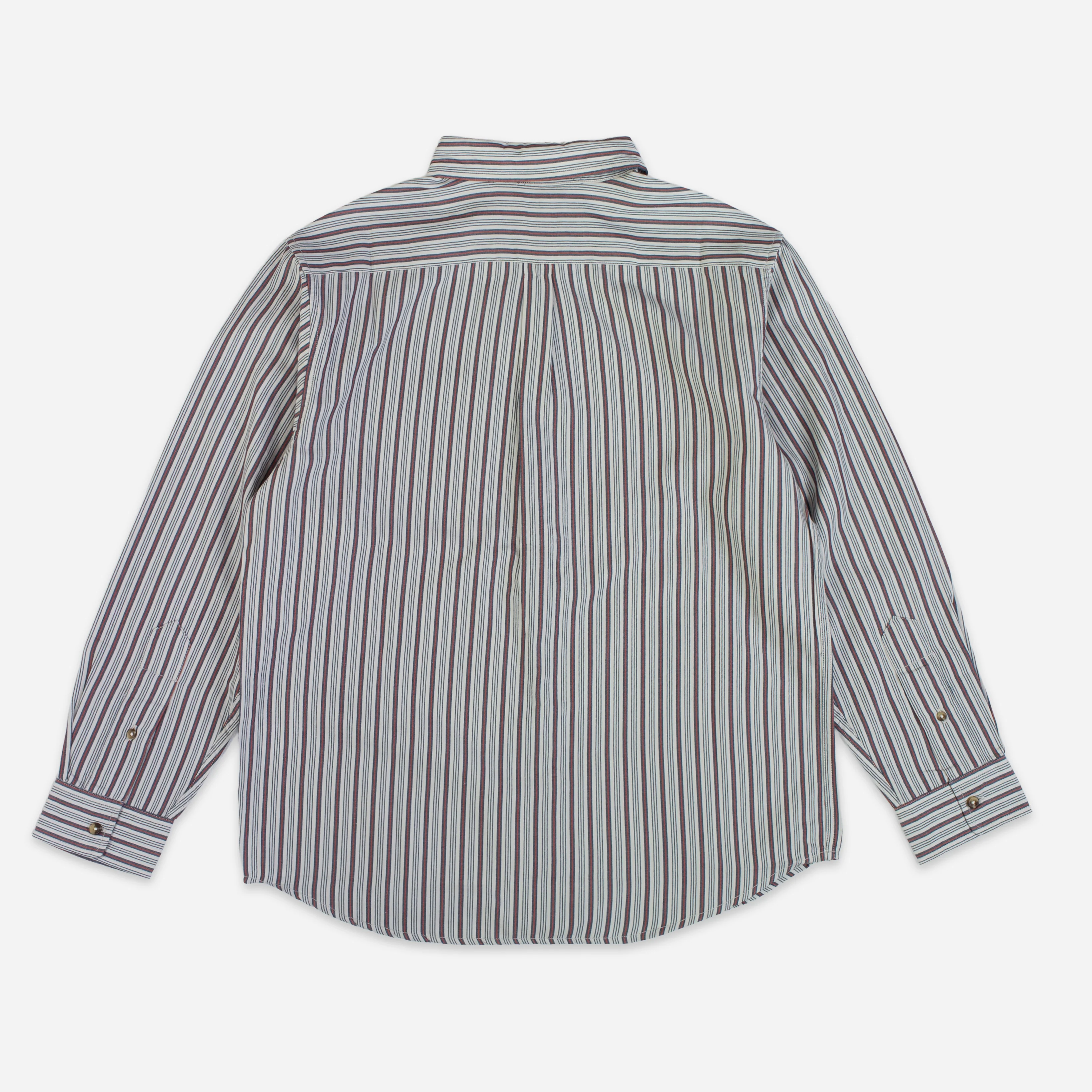 Lined Collar Stripe Shirt - White/Blue - Image 3
