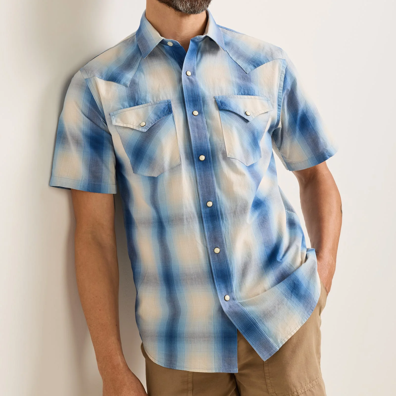Frontier Summer Shirt - Ivory/Blue Plaid