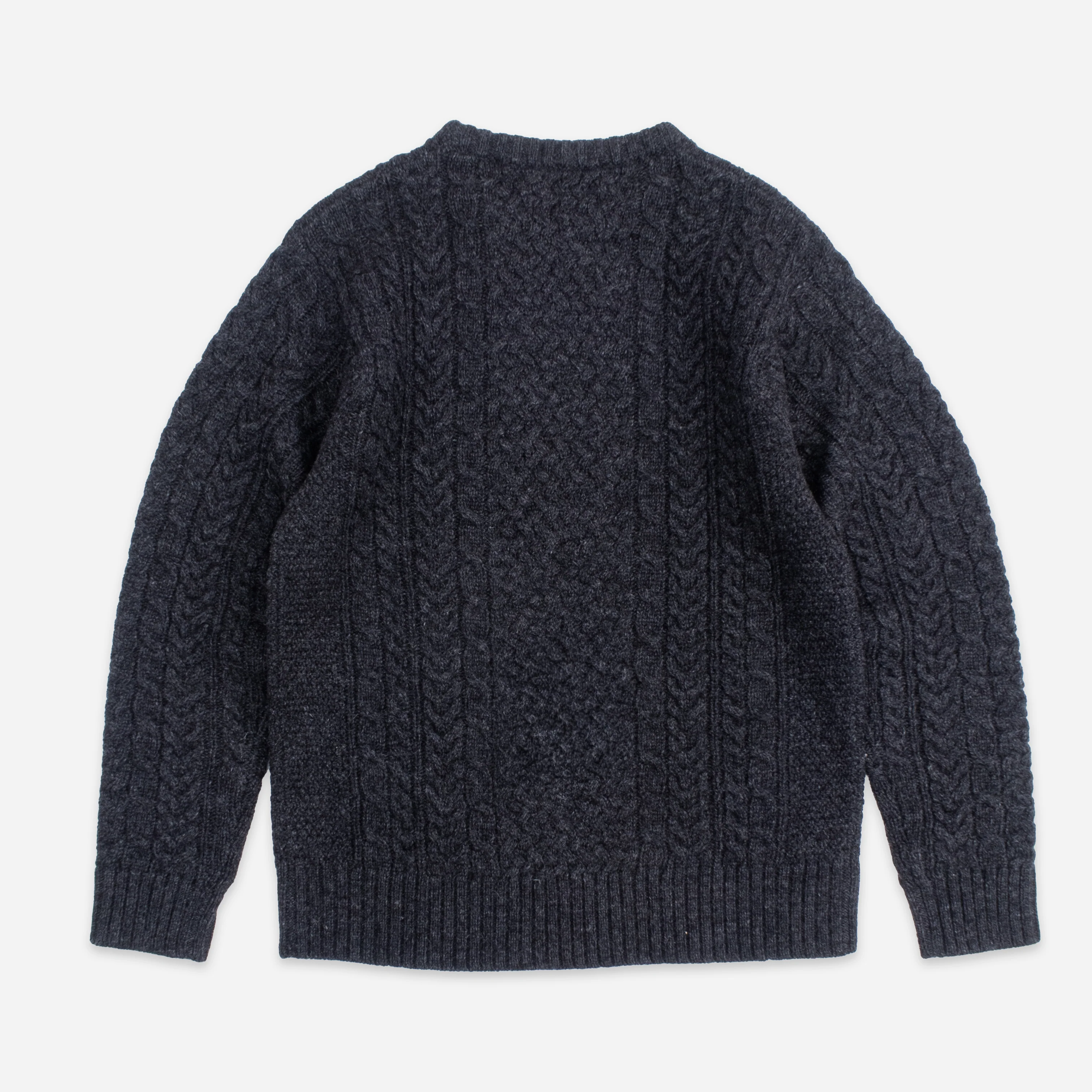 Shetland Wool Fishermans Sweater - Black Heather - Image 3