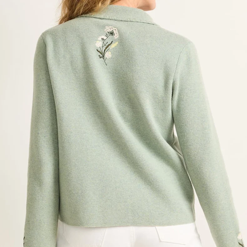 Womens Floral Souvenir Cardigan - Seafoam Heather - Image 2