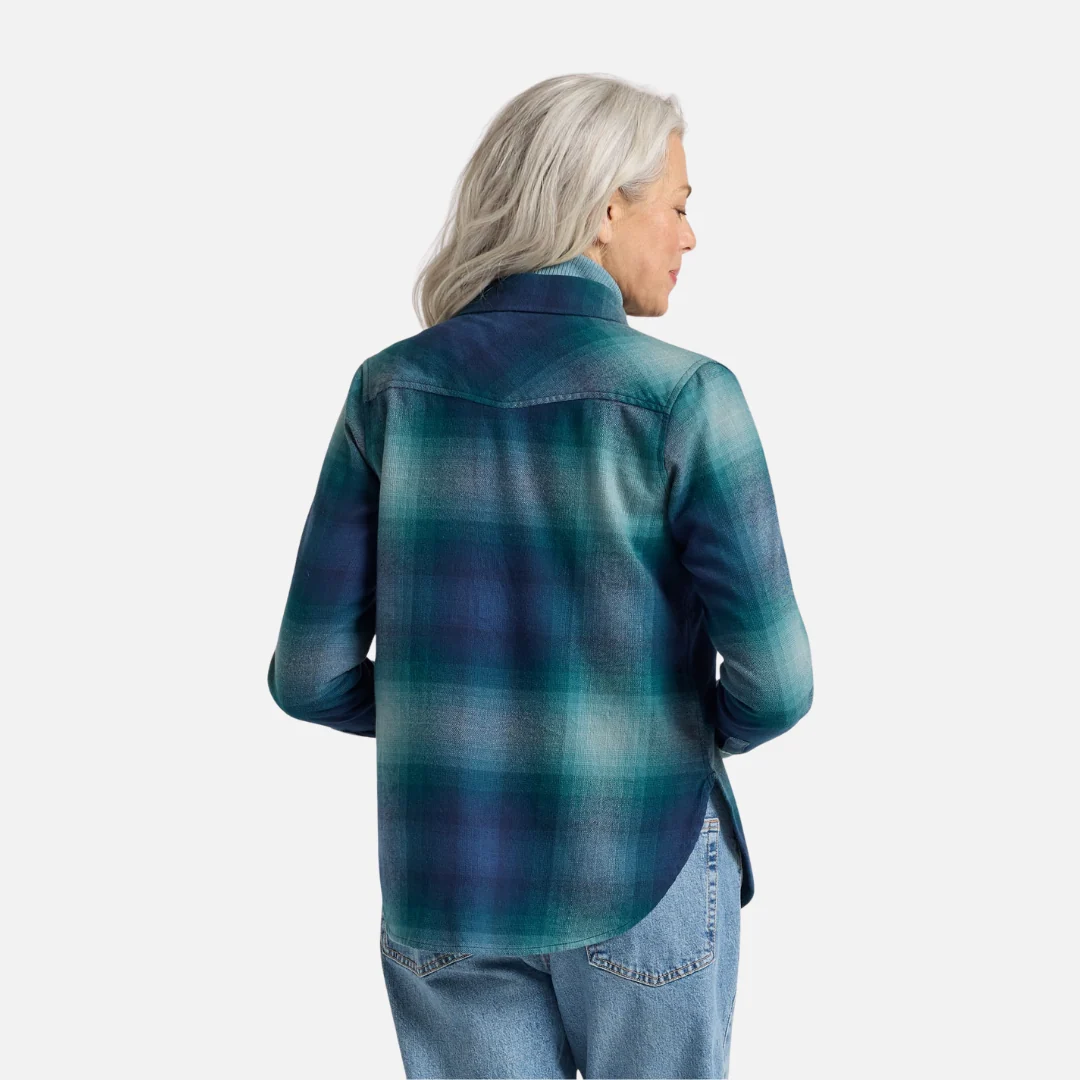 Womens Relaxed Flannel Shirt - Teal Ombre - Image 2