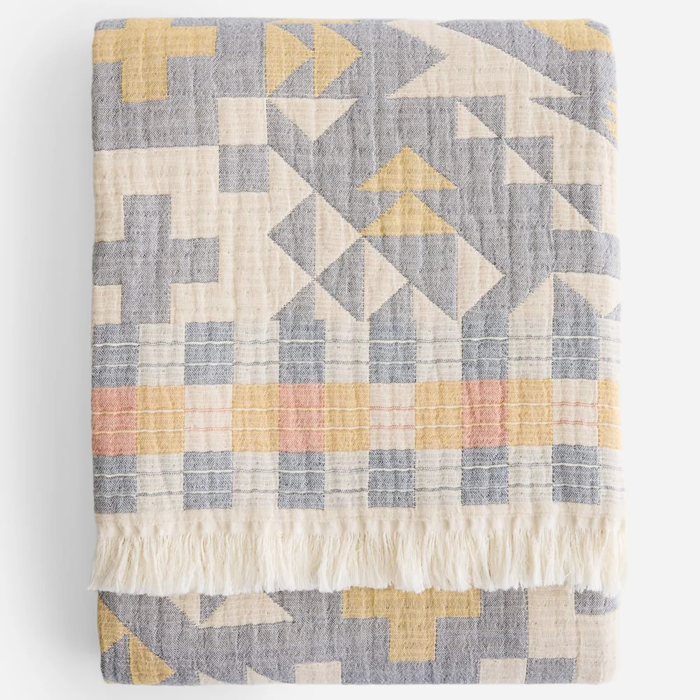 Fringed Cotton Throw - Blue Ridge - Image 2